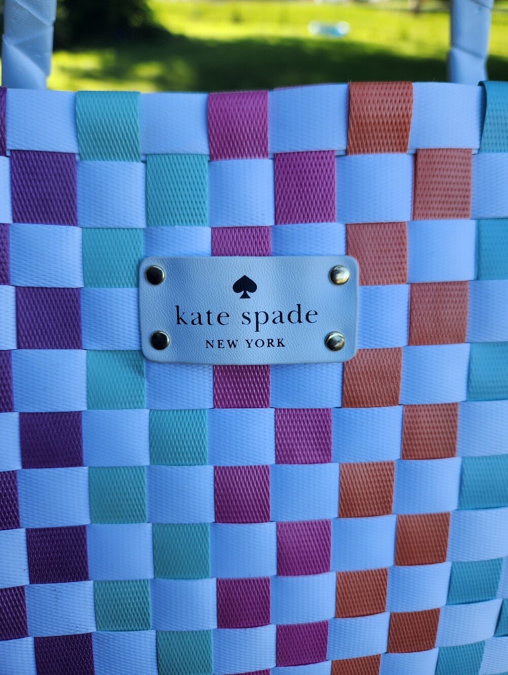 Kate Spade New York Multicolor Woven Large Tote Bag EUC - Picture 4 of 9